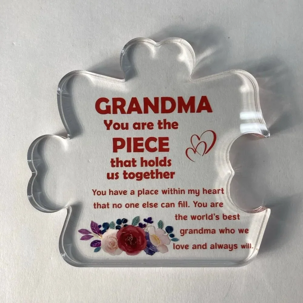 Grandma Plaque Desk Sign Gift Mother’s Day Grandparent’s Day Floral Paper Weight - Picture 3 of 7